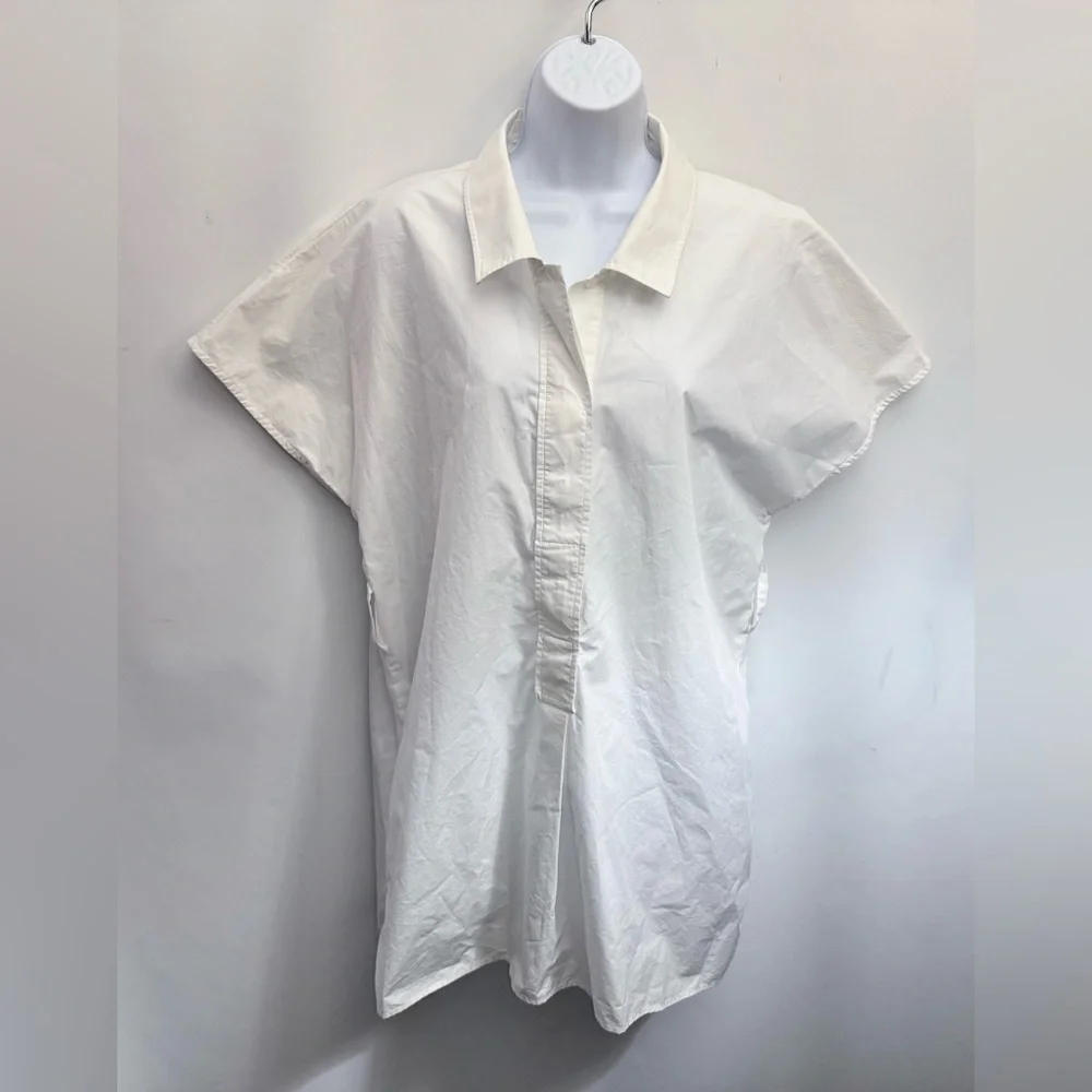 COS A-Line Mini Shirt Dress Women M White Minimalist 1/4 Button Up Cotton Summer - Picture 7 of 14